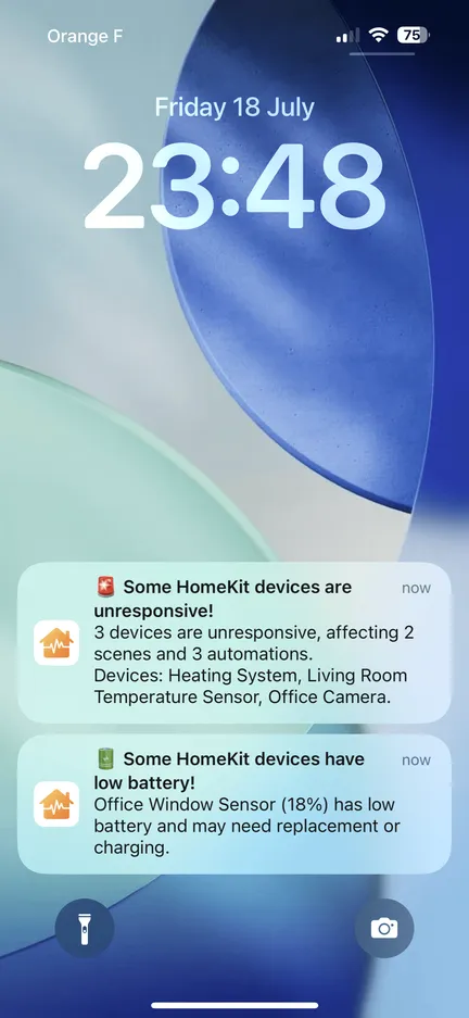 Lock screen notifications reporting unresponsive devices and low batteries